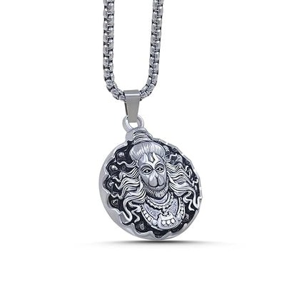 Hanuman Ji Pendant Oxodaised Silver Chain